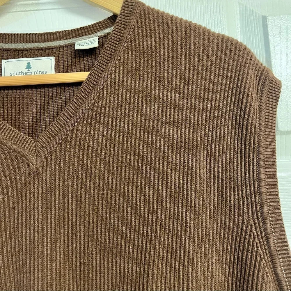 SOUTHERN PINES Cotton brown sweater vest men size XXL big and tall